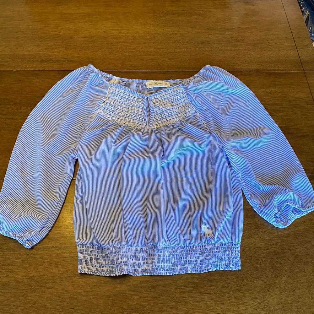 Abercrombie & Fitch Blue and White Blouse